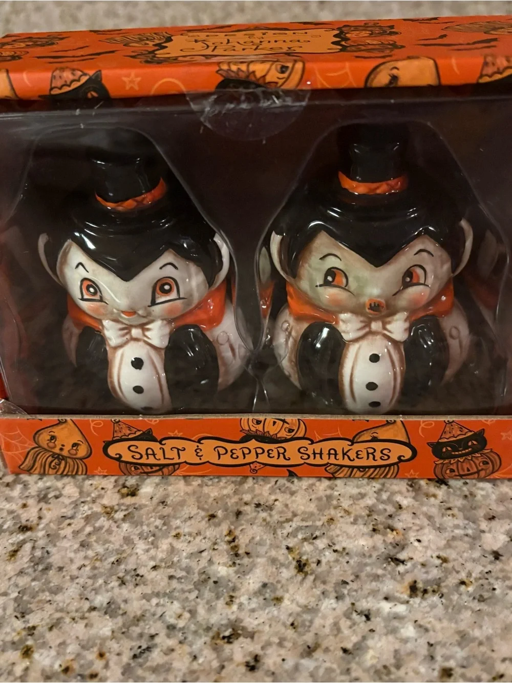 Transpac Johanna Parker Vampire Cat Salt and Pepper Shakers